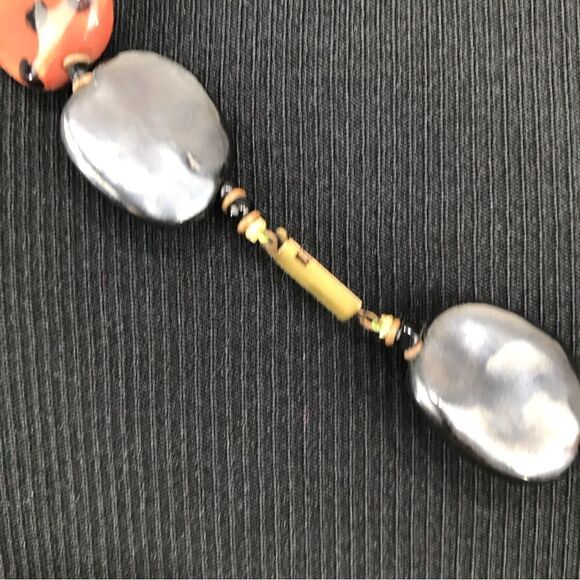 Multicolored Polka Dot Squared Bead Vintage 14” Necklace - Picture 7 of 16